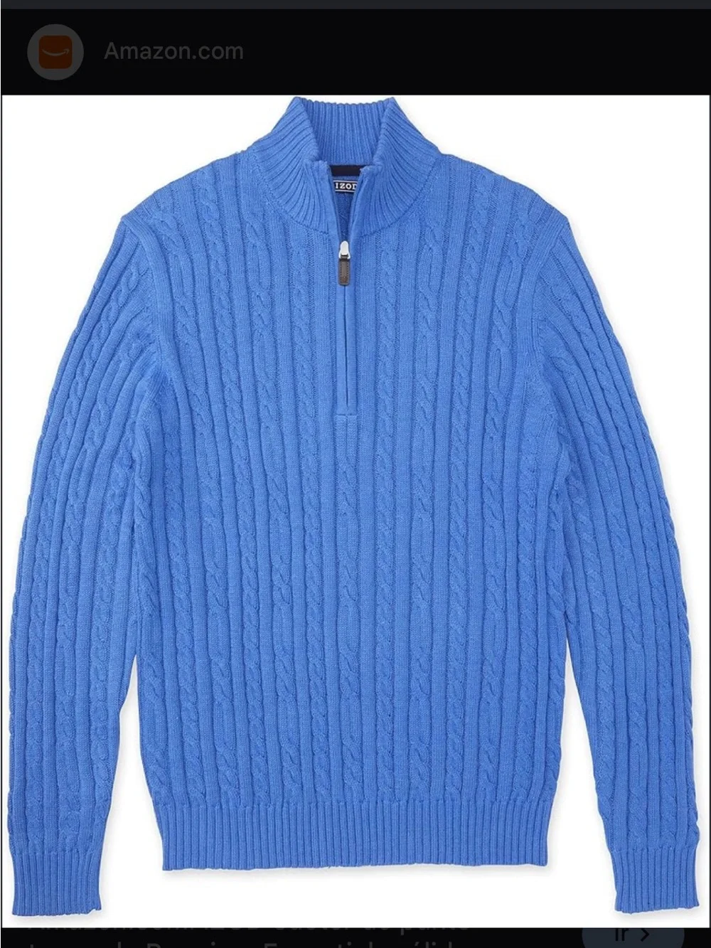 Izod Men’s Cable-Knit Quarter-Zip Sweater - Sky Blue